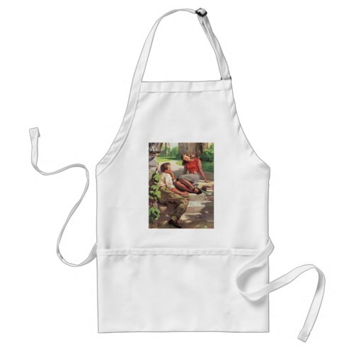 Vintage Love and Romance High School Sweethearts Adult Apron