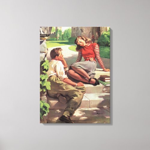 Vintage Love and Romance High School Sweethearts Canvas Print