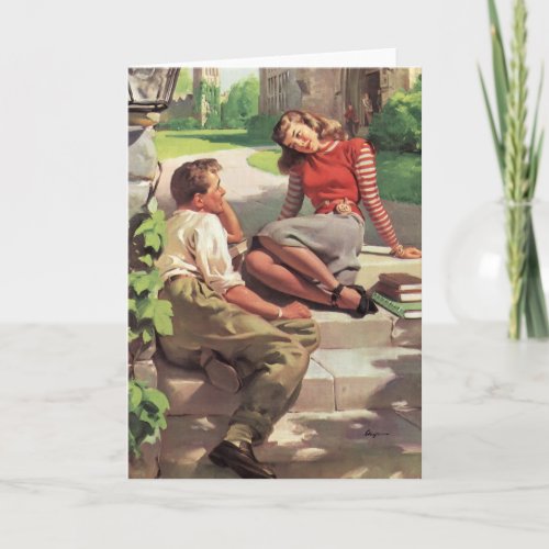 Vintage Love and Romance High School Sweethearts Card