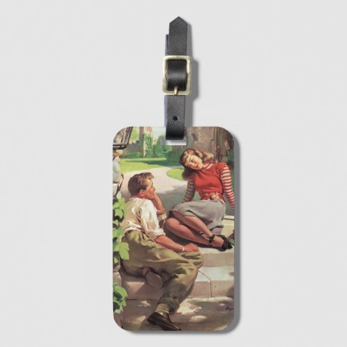 Vintage Love and Romance High School Sweethearts Luggage Tag