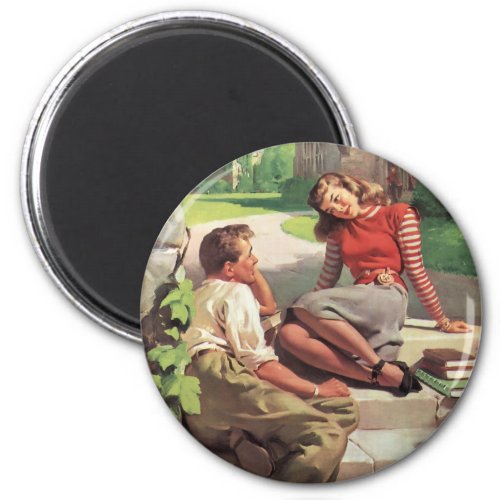 Vintage Love and Romance High School Sweethearts Magnet