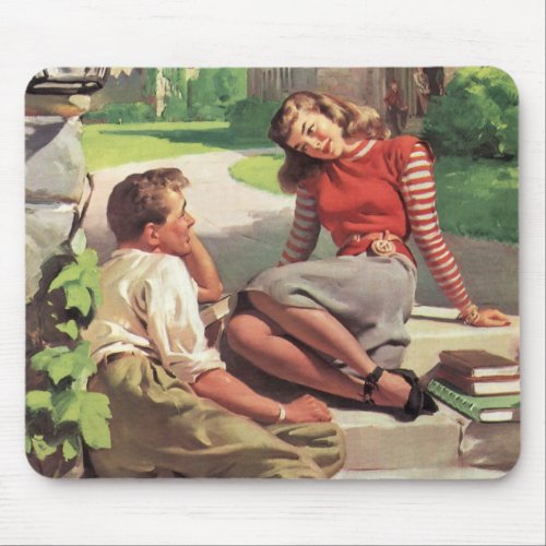 Vintage Love and Romance High School Sweethearts Mouse Pad