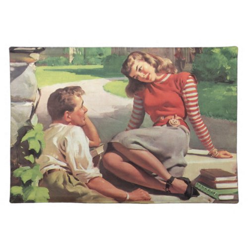 Vintage Love and Romance High School Sweethearts Placemat