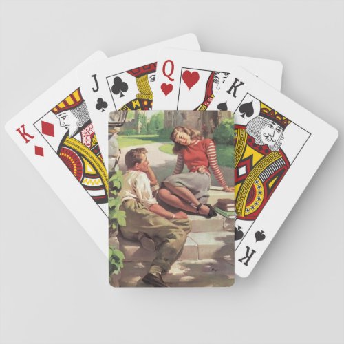 Vintage Love and Romance High School Sweethearts Playing Cards