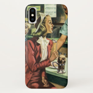 Vintage Love and Romance, Lady at the Soda Shop iPhone X Case