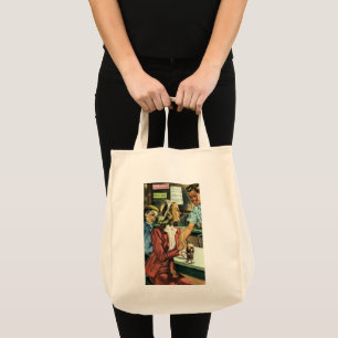 Vintage Love and Romance, Lady at the Soda Shop Tote Bag