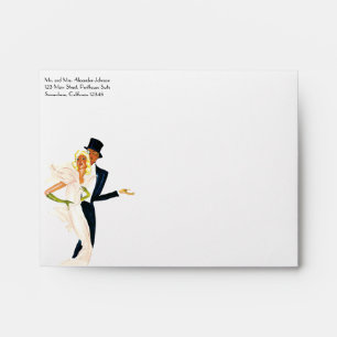 Vintage Love and Romance, Modern Wedding Couple Envelope
