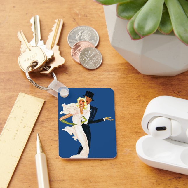 Vintage Love and Romance, Modern Wedding Couple Keychain (Desk)