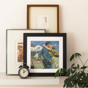 Vintage Love and Romance Newlyweds Buy First House Poster