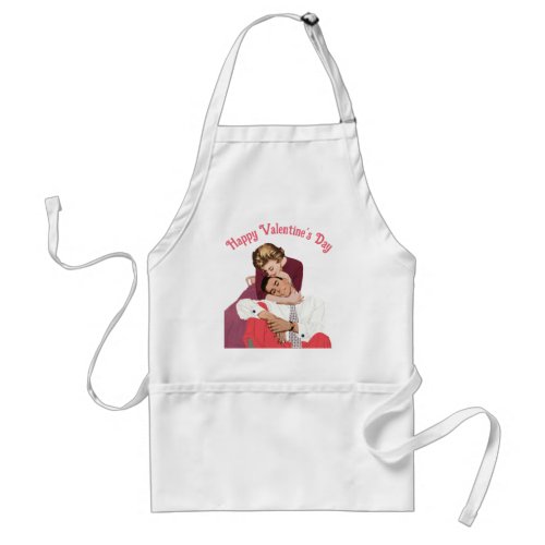 Vintage Love and Romance Newlyweds in Pink Adult Apron