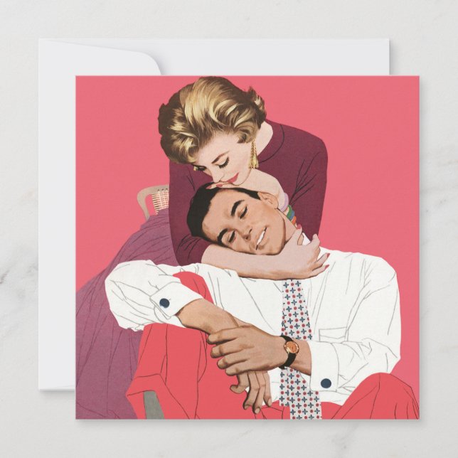 Vintage Love and Romance, Newlyweds in Pink Announcement (Front)
