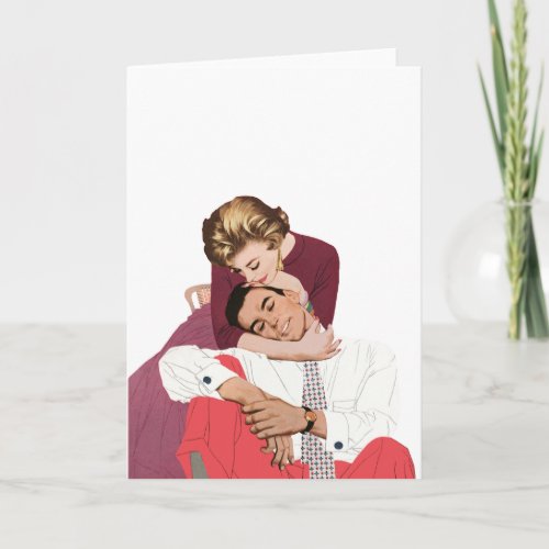 Vintage Love and Romance Newlyweds in Pink Card