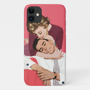 Vintage Love and Romance, Newlyweds in Pink iPhone 11 Case