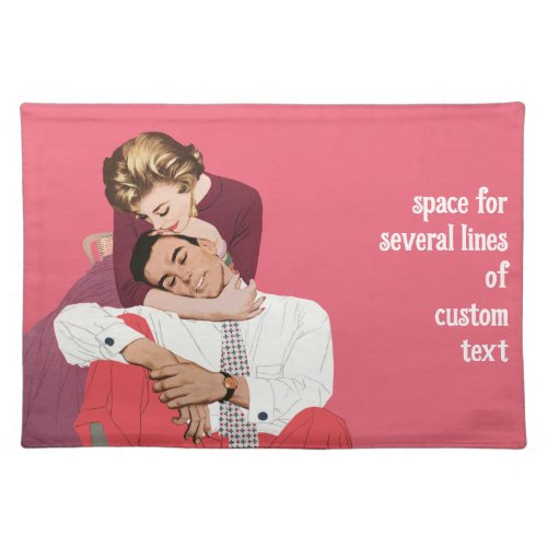 Vintage Love and Romance Newlyweds in Pink Cloth Placemat