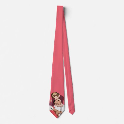 Vintage Love and Romance Newlyweds in Pink Neck Tie