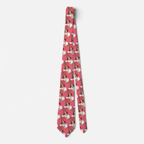 Vintage Love and Romance Newlyweds in Pink Neck Tie