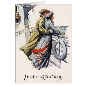 Vintage Love and Romance, Newlyweds on Cruise Ship Cards