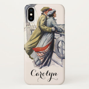 Vintage Love and Romance, Newlyweds on Cruise Ship iPhone X Case