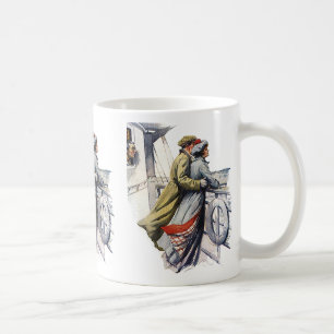 Vintage Love and Romance, Newlyweds on Cruise Ship Coffee Mug