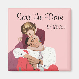Vintage Love and Romance, Newlyweds Save the Date Magnet