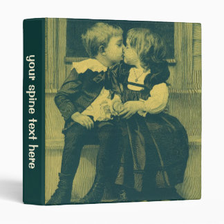 Vintage Love and Romance Photo, Children Kiss 3 Ring Binder