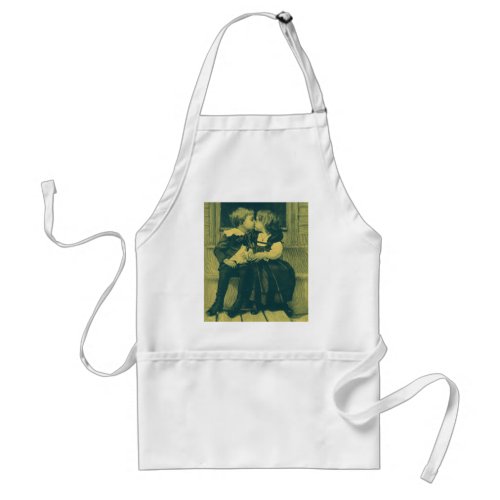 Vintage Love and Romance Photo Children Kiss Adult Apron