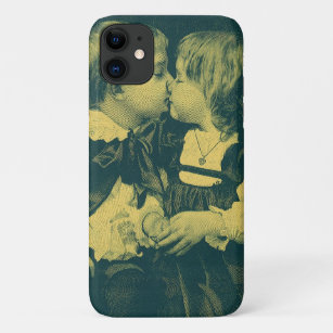 Vintage Love and Romance Photo, Children Kiss iPhone 11 Case