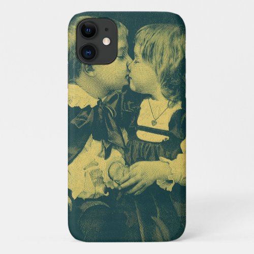 Vintage Love and Romance Photo Children Kiss iPhone 11 Case