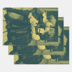 Vintage Love and Romance Photo, Children Kiss Wrapping Paper Sheets