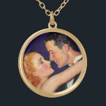 Vintage Love and Romance, Retro Hollywood Movies Gold Plated Necklace<br><div class="desc">Vintage illustration love and romance design featuring a handsome man and a beautiful woman about to kiss. Reminiscent of the old time Hollywood actors and actresses in the movies.</div>