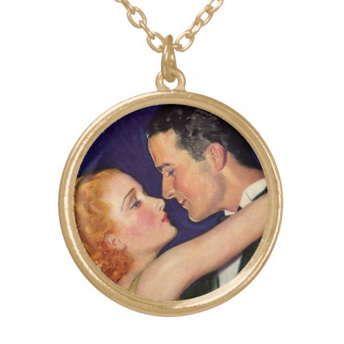 Vintage Love and Romance Retro Hollywood Movies Gold Plated Necklace