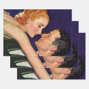 Vintage Love and Romance, Retro Hollywood Movies Wrapping Paper Sheets