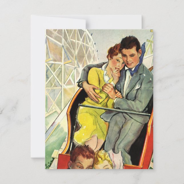 Vintage Love and Romance Roller Coaster Invitation (Front)