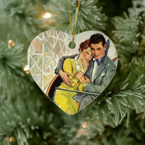 Vintage Love and Romance Roller Coaster Ride Ceramic Ornament