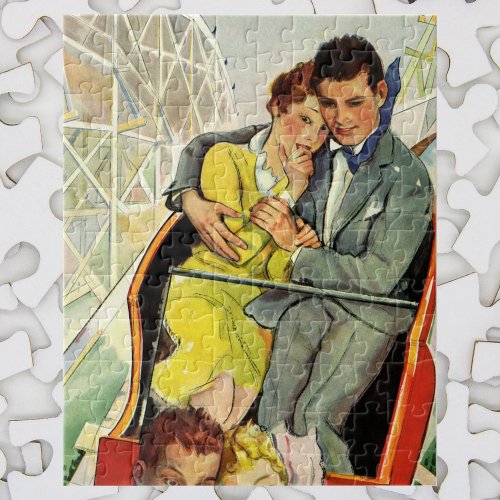 Vintage Love and Romance Roller Coaster Ride Jigsaw Puzzle