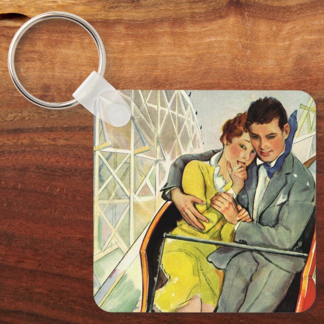 Vintage Love and Romance, Roller Coaster Ride Keychain (Front)