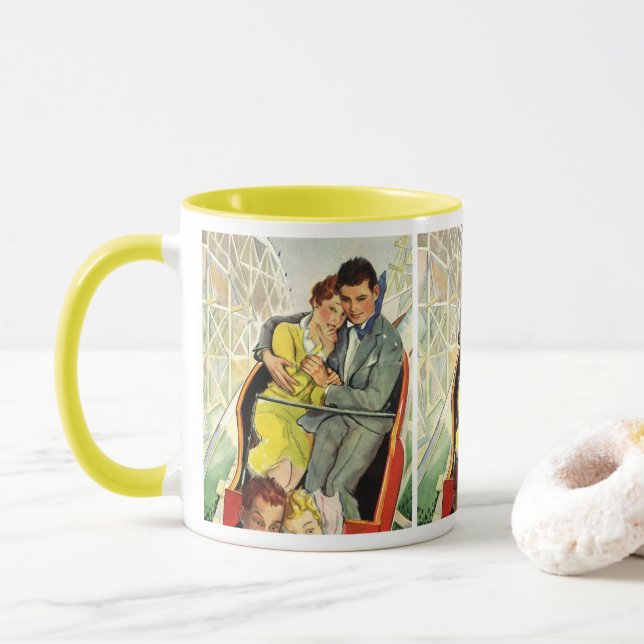Vintage Love and Romance, Roller Coaster Ride Mug (With Donut)