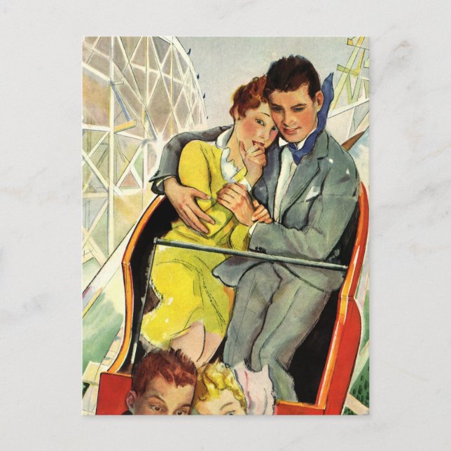 Vintage Love and Romance, Roller Coaster Ride Postcard (Front)