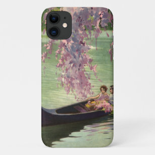 Vintage Love and Romance, Romantic Canoe Ride iPhone 11 Case