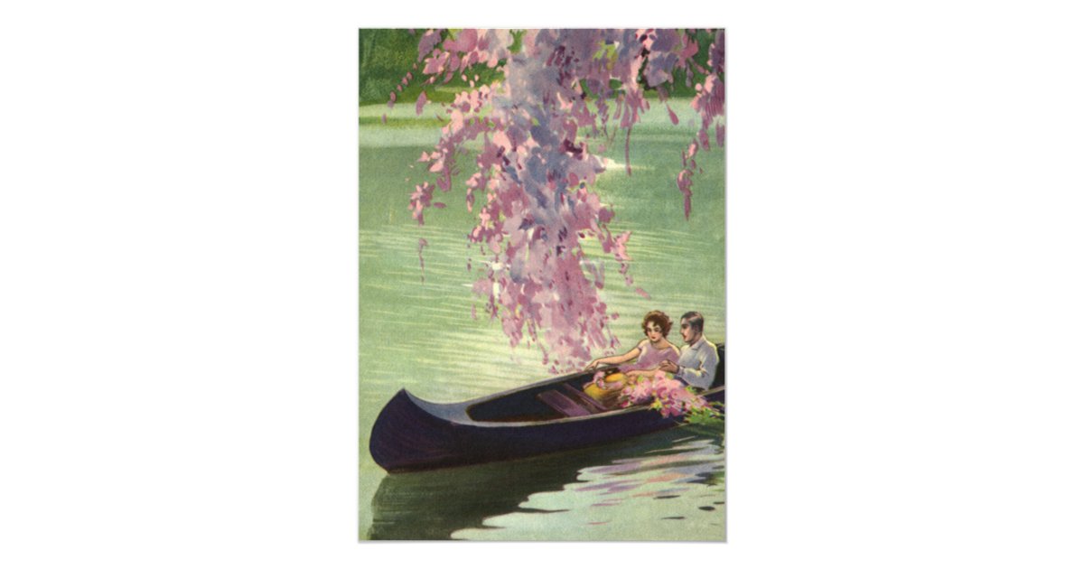 Vintage Love And Romance Romantic Canoe Ride Invitation 5854