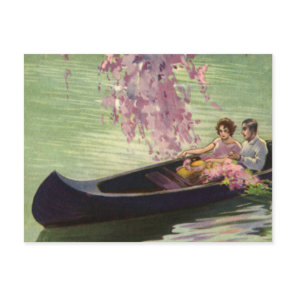 Vintage Love and Romance, Romantic Canoe Ride Postcard