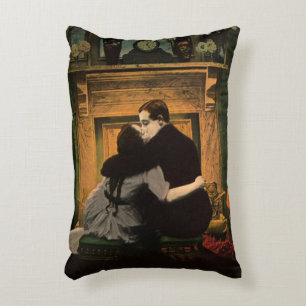 Vintage Love and Romance, Romantic Fireplace Kiss Accent Pillow