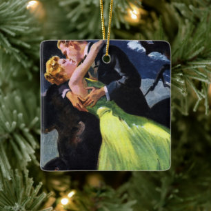 Vintage Love and Romance, Romantic Kiss Ceramic Ornament