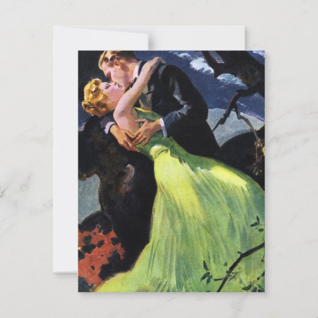 Vintage Love and Romance, Romantic Kiss Invitation (Front)