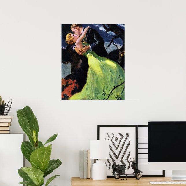 Vintage Love and Romance, Romantic Kiss Poster (Home Office)