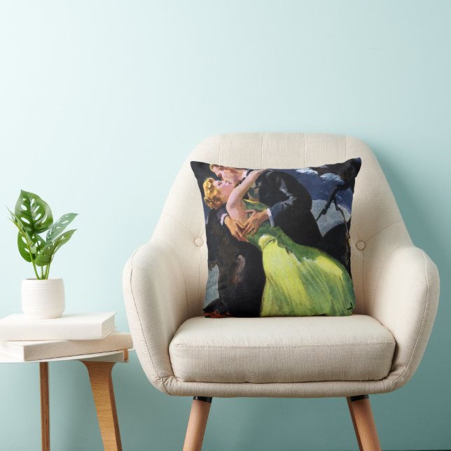 Vintage Love and Romance, Romantic Kiss Throw Pillow (Chair)