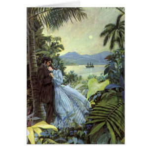 Vintage Love and Romance, Romantic Tropical View Cards