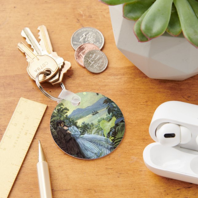 Vintage Love and Romance, Romantic Tropical View Keychain (Desk)