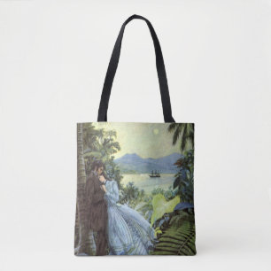 Vintage Love and Romance, Romantic Tropical View Tote Bag