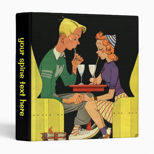 Vintage Love and Romance Teens at the Soda Shop Binder